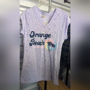 Purple Graphic Tee with Palm Design